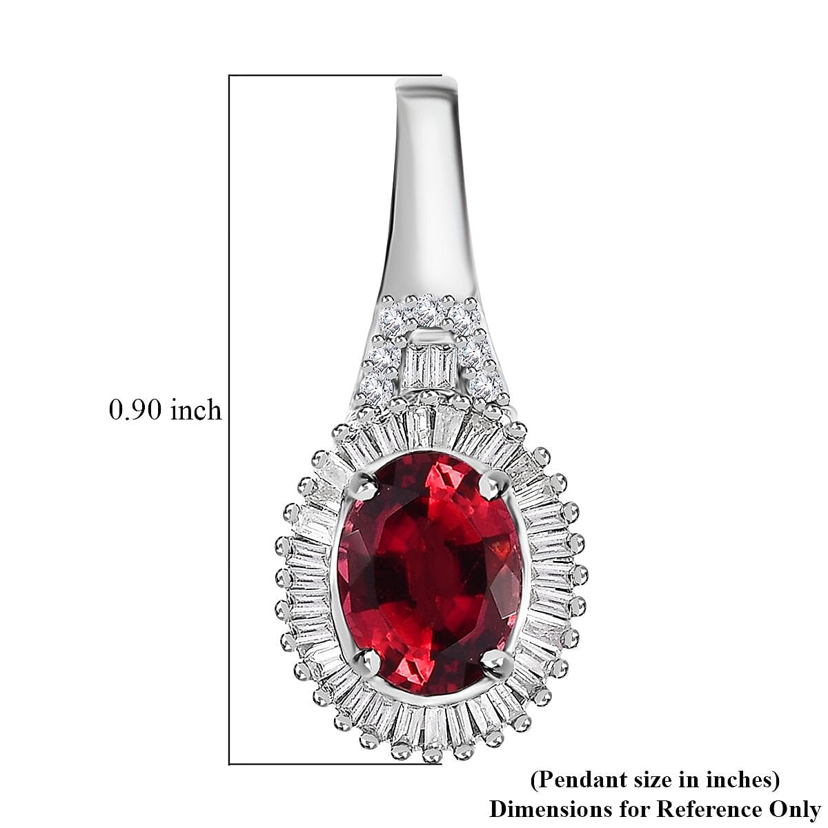Luxoro 14K White Gold AAA Ouro Fino Rubellite and I2 Diamond Halo Pendant 1.40 ctw