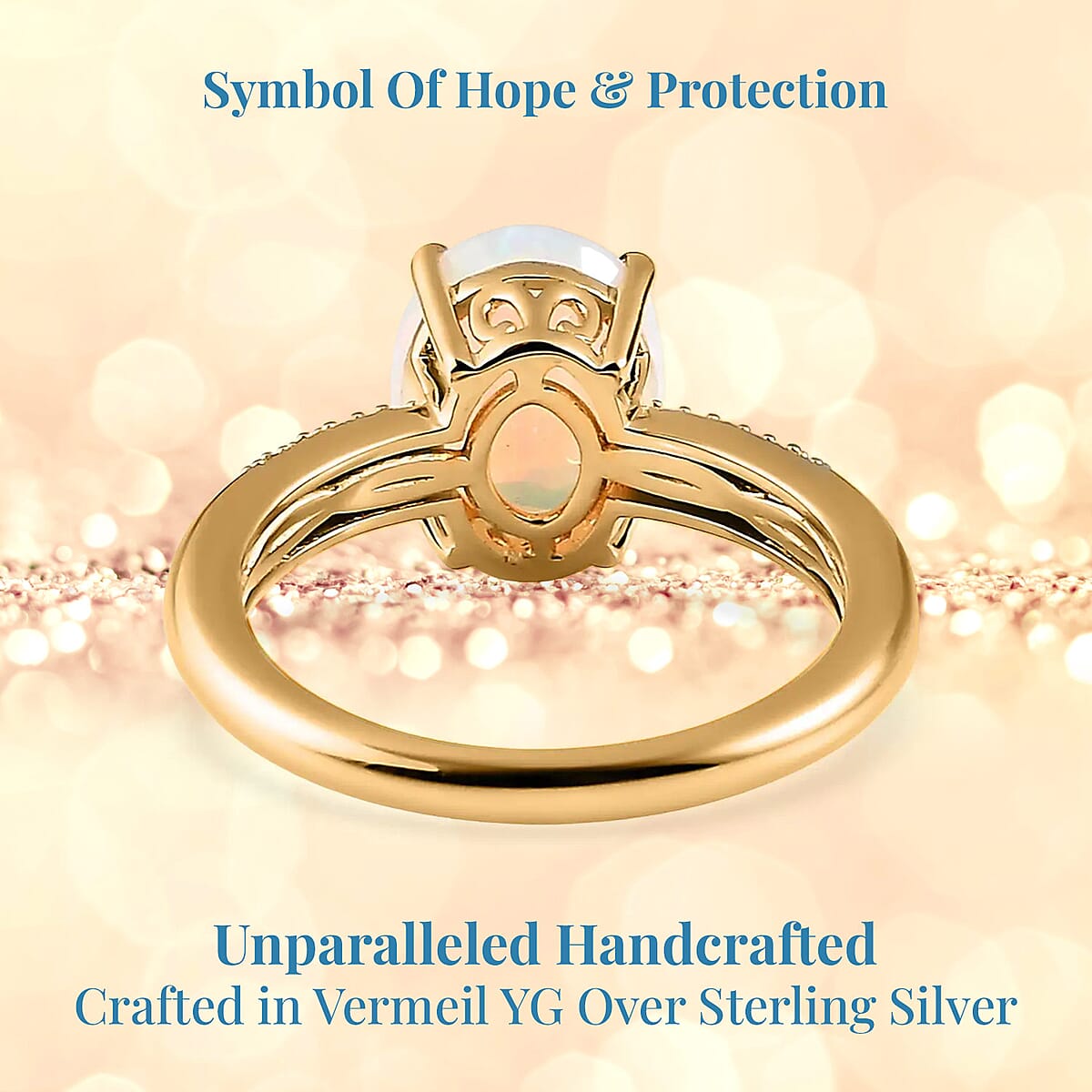 AAA Ethiopian Welo Opal and Natural Yellow Diamond Ring in Vermeil Yellow Gold Over Sterling Silver (Size 6.0) 1.40 ctw image number 3