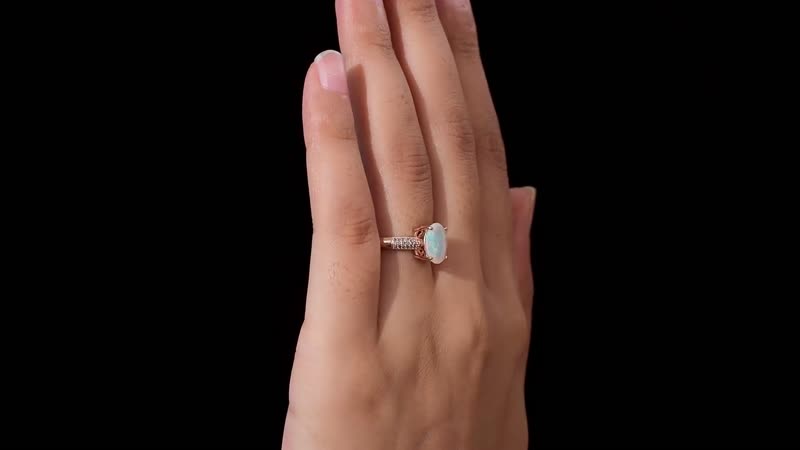 AAA Ethiopian Welo Opal, Natural Pink Diamond Ring in Vermeil RG Over Sterling Silver 1.75 ctw