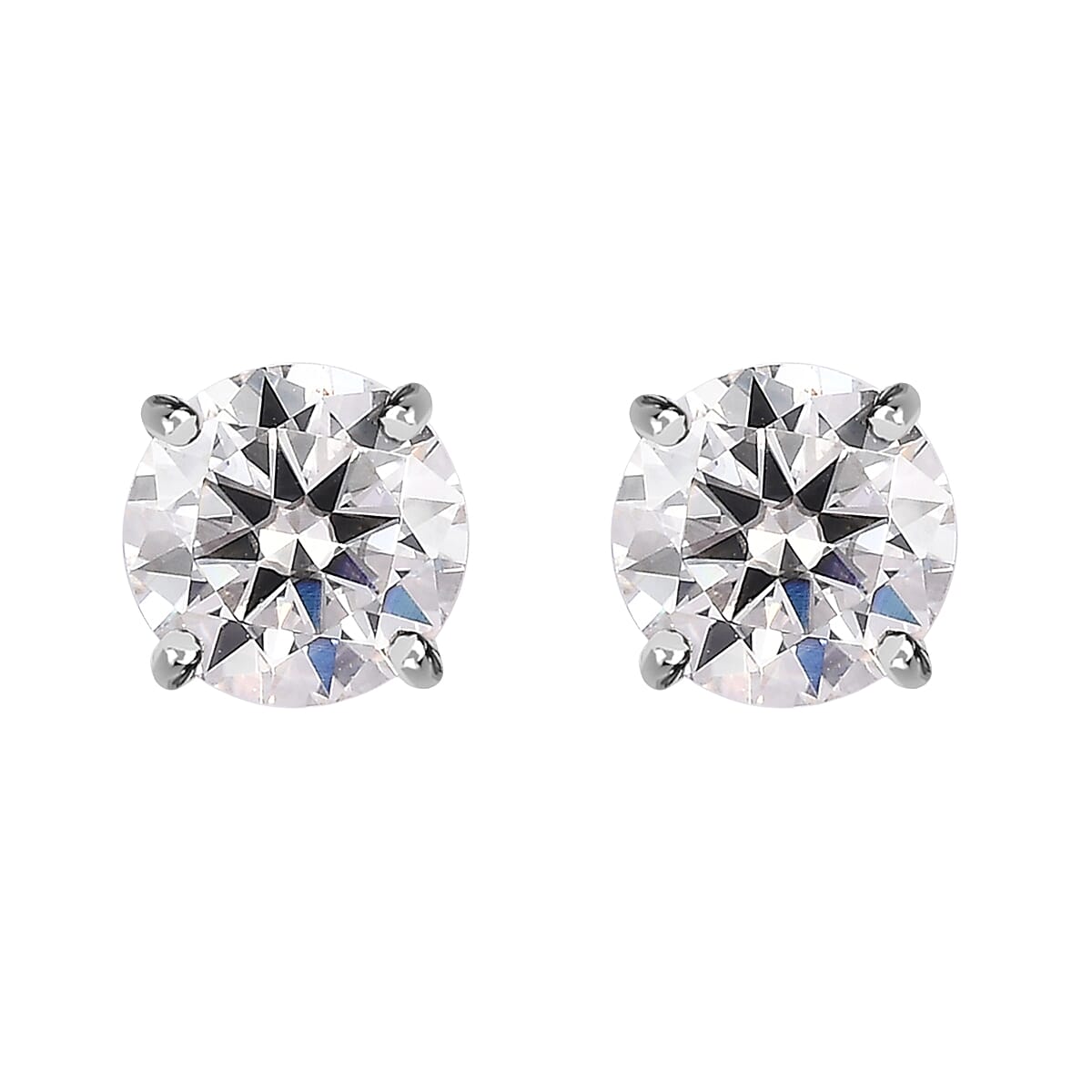 950 Platinum Moissanite Solitaire Stud Earrings 1.90 ctw image number 0