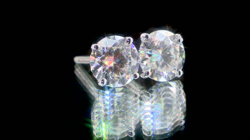 950 Platinum Moissanite Solitaire Stud Earrings 1.90 ctw