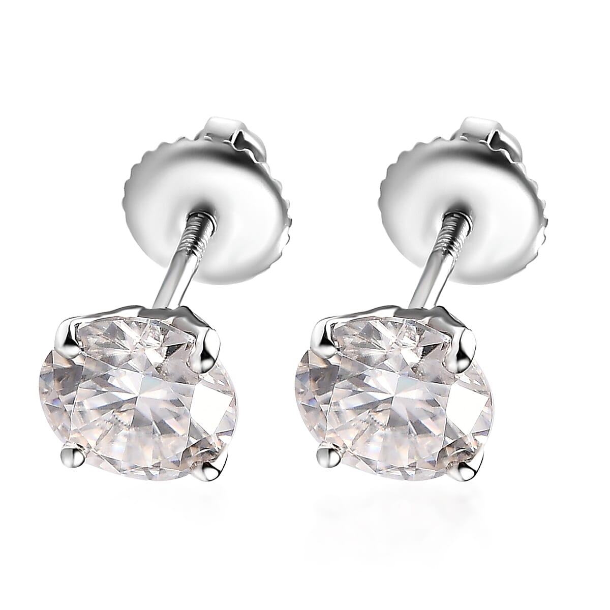 950 Platinum Moissanite Solitaire Stud Earrings 1.90 ctw image number 3