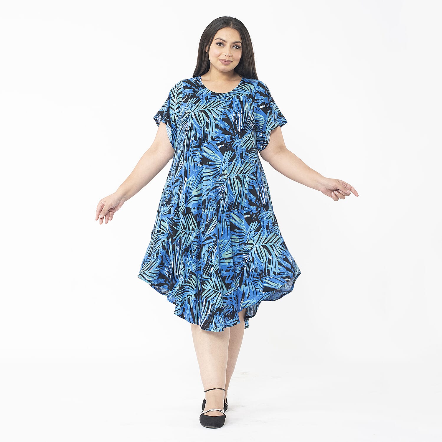 Blue Palm Print / Missy - Product card gallery slide 3 (9450105143551)