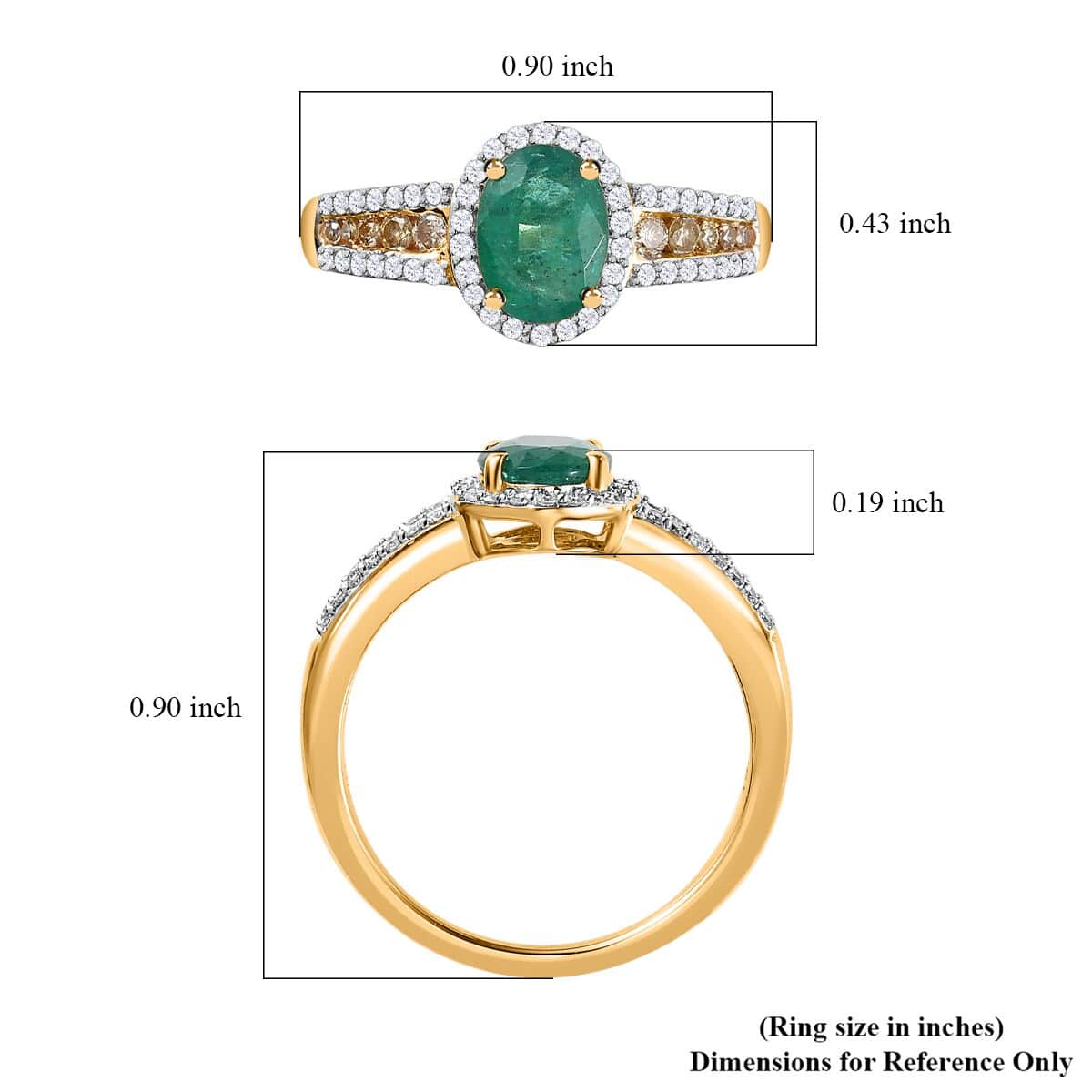 Doorbuster Iliana 18K Yellow Gold AAA Kagem Zambian Emerald and I1-I2 Natural Yellow and White Diamond Ring 4.10 Grams 1.60 ctw image number 5