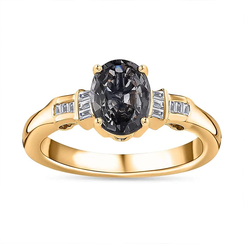 Luxoro 10K Yellow Gold AAA Tanzanian Platinum Spinel and G-H I2 Diamond Ring (Size 10.0) 1.40 ctw