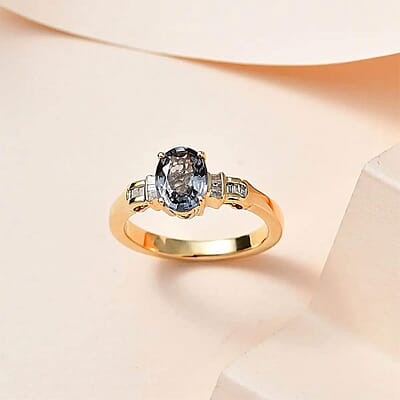 Luxoro 10K Yellow Gold AAA Tanzanian Platinum Spinel and G-H I2 Diamond Ring (Size 10.0) 1.40 ctw