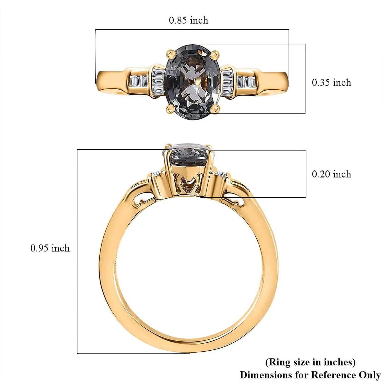 Luxoro 10K Yellow Gold AAA Tanzanian Platinum Spinel and G-H I2 Diamond Ring (Size 10.0) 1.40 ctw