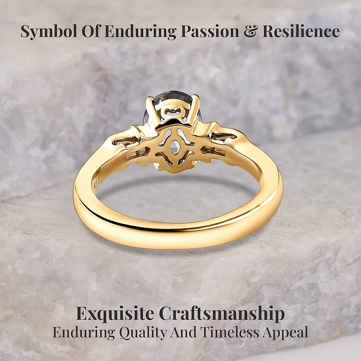 Luxoro 10K Yellow Gold AAA Tanzanian Platinum Spinel and G-H I2 Diamond Ring (Size 5.0) 1.40 ctw image number 3