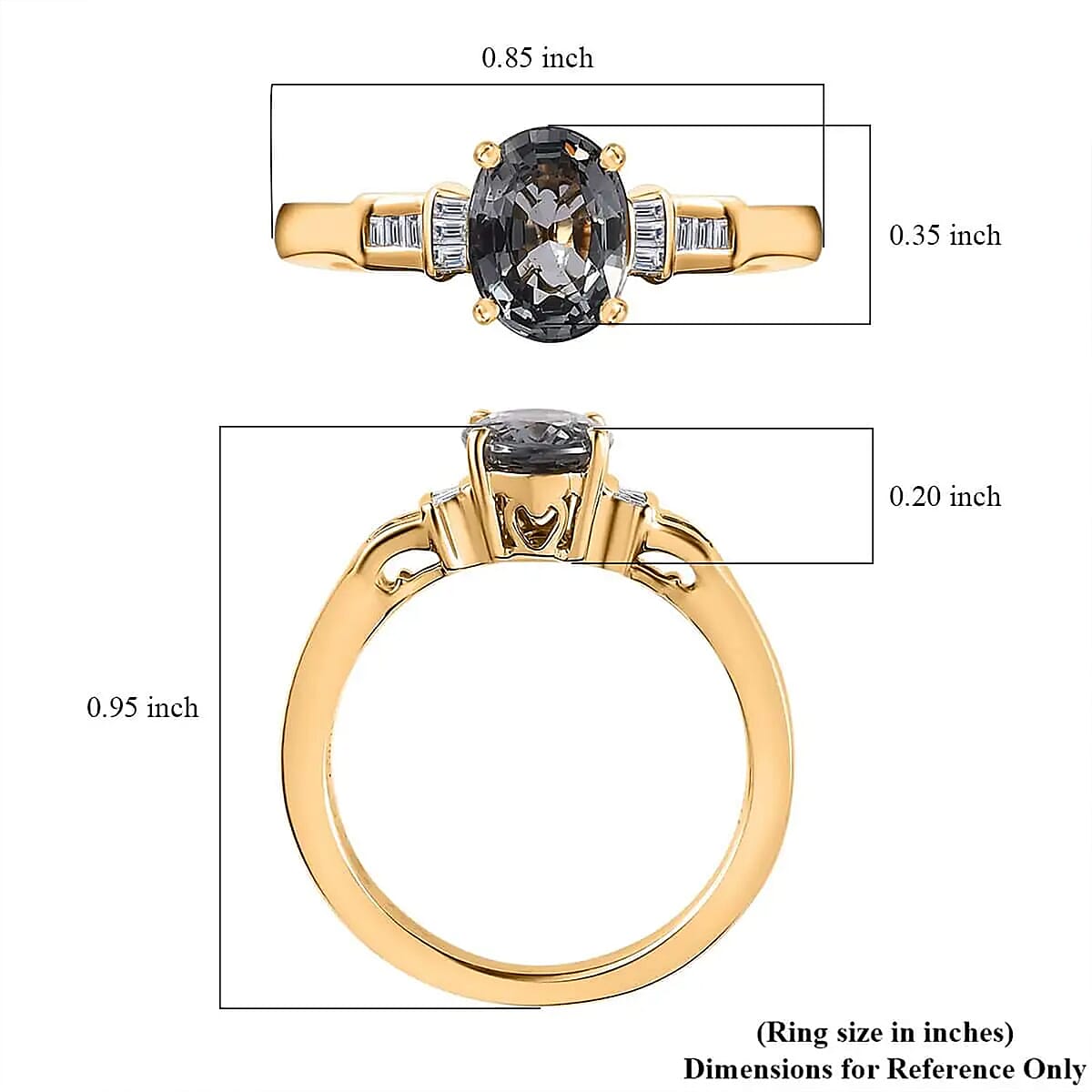 Luxoro 10K Yellow Gold AAA Tanzanian Platinum Spinel and G-H I2 Diamond Ring (Size 5.0) 1.40 ctw image number 6