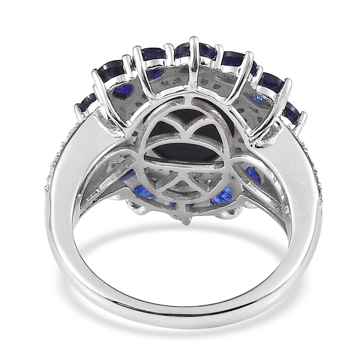 Star Blue Sapphire (DF) and Multi Gemstone Floral Ring in Platinum Over Sterling Silver (Size 10.0) 10.20 ctw image number 4