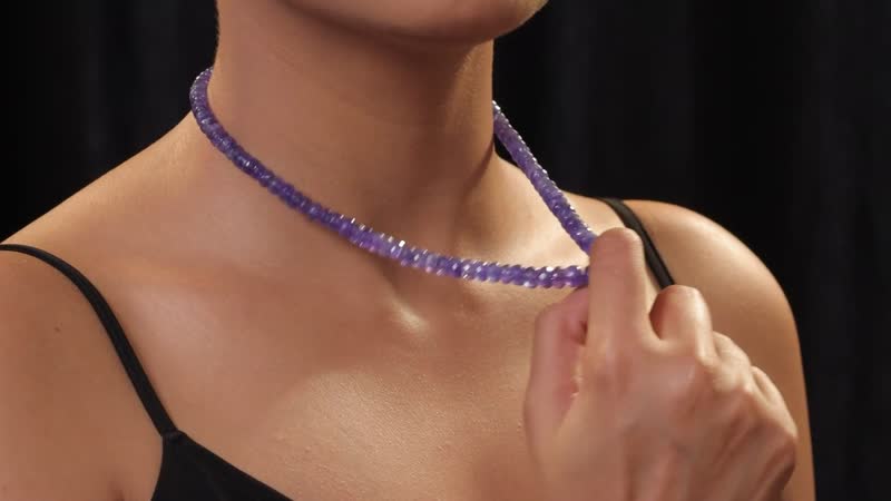 Luxoro 10K Yellow Gold Premium Tanzanite Beaded Necklace 18-20 Inches 250.00 ctw