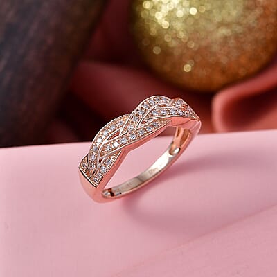 D'Joy Natural Pink Diamond I3 0.20 ctw Endless Love Ring in 18K Vermeil Rose Gold Over Sterling Silver (Size 10.0)