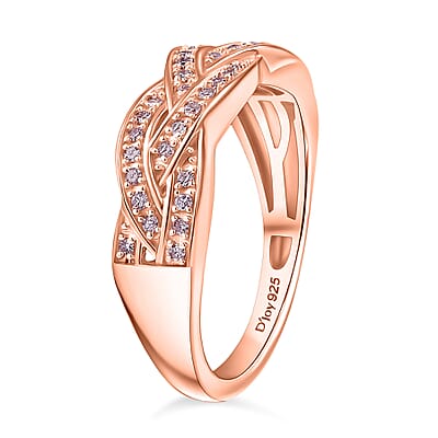 D'Joy Natural Pink Diamond I3 0.20 ctw Endless Love Ring in 18K Vermeil Rose Gold Over Sterling Silver (Size 10.0)