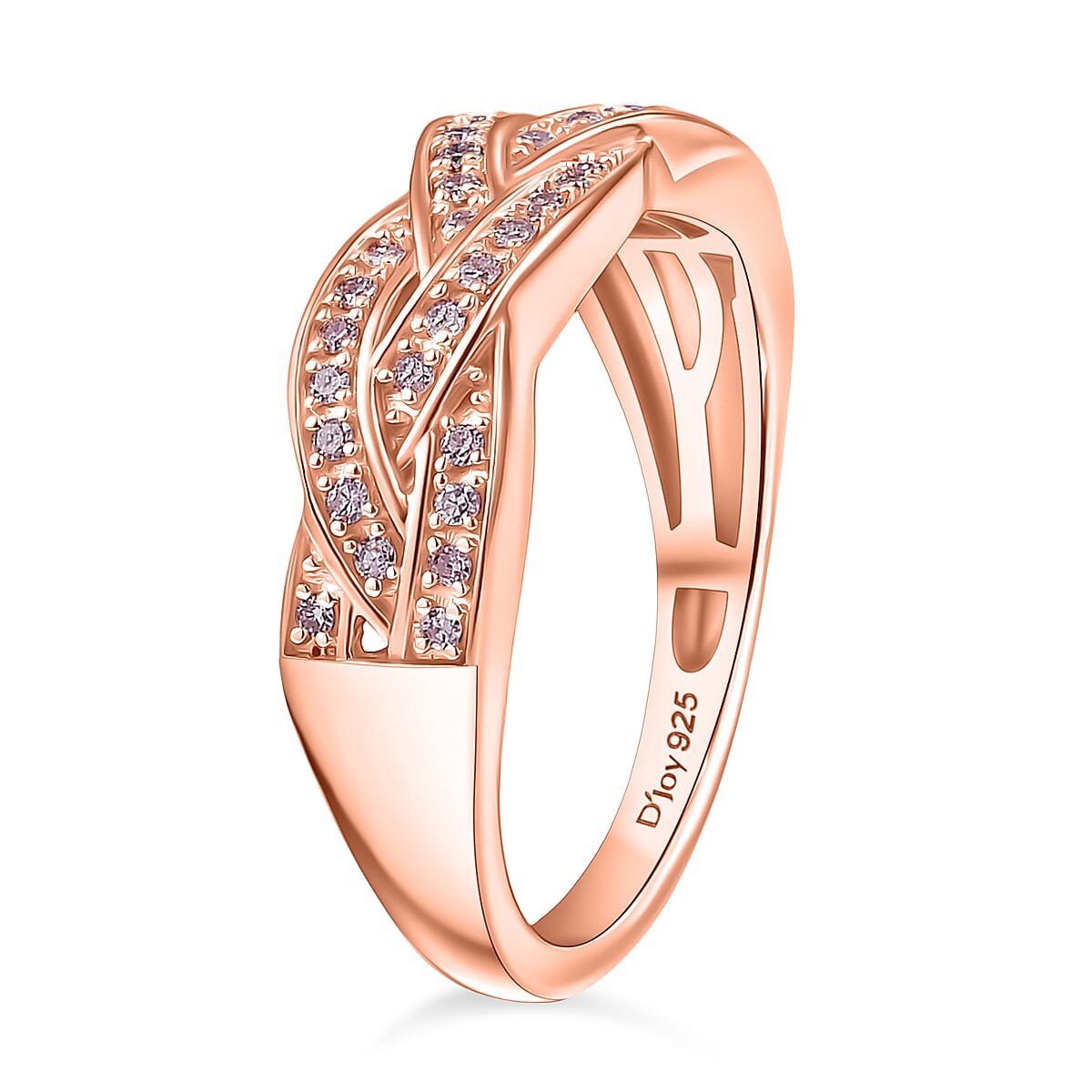 D'Joy Natural Pink Diamond I3 0.20 ctw Endless Love Ring in 18K Vermeil Rose Gold Over Sterling Silver (Size 6.0) image number 3