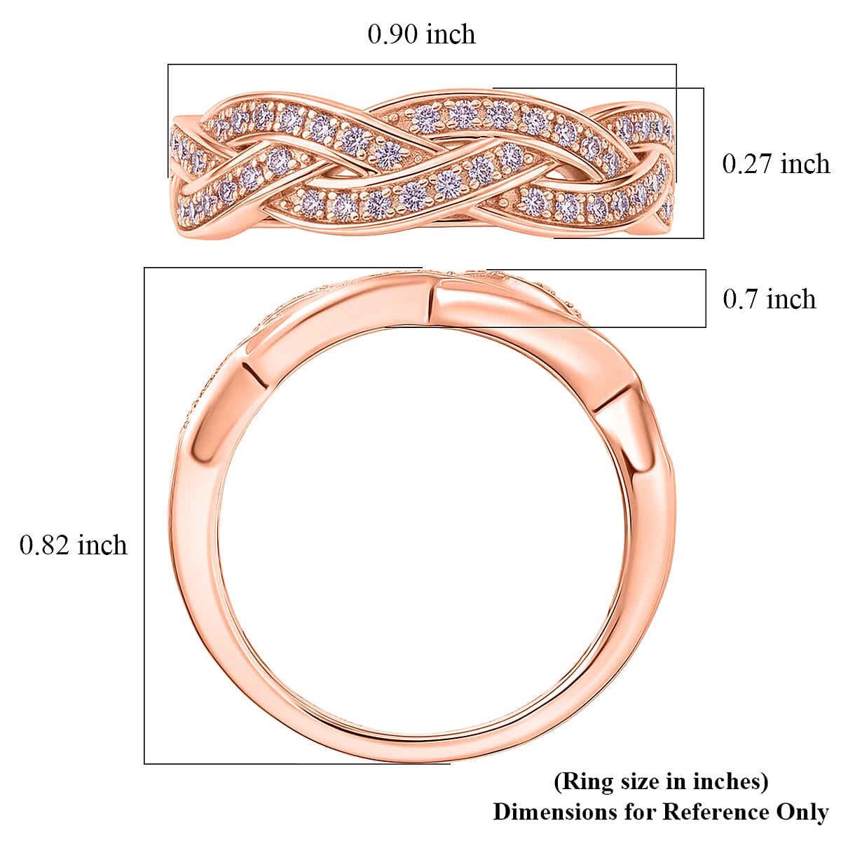 D'Joy Natural Pink Diamond I3 0.20 ctw Endless Love Ring in 18K Vermeil Rose Gold Over Sterling Silver (Size 6.0) image number 5
