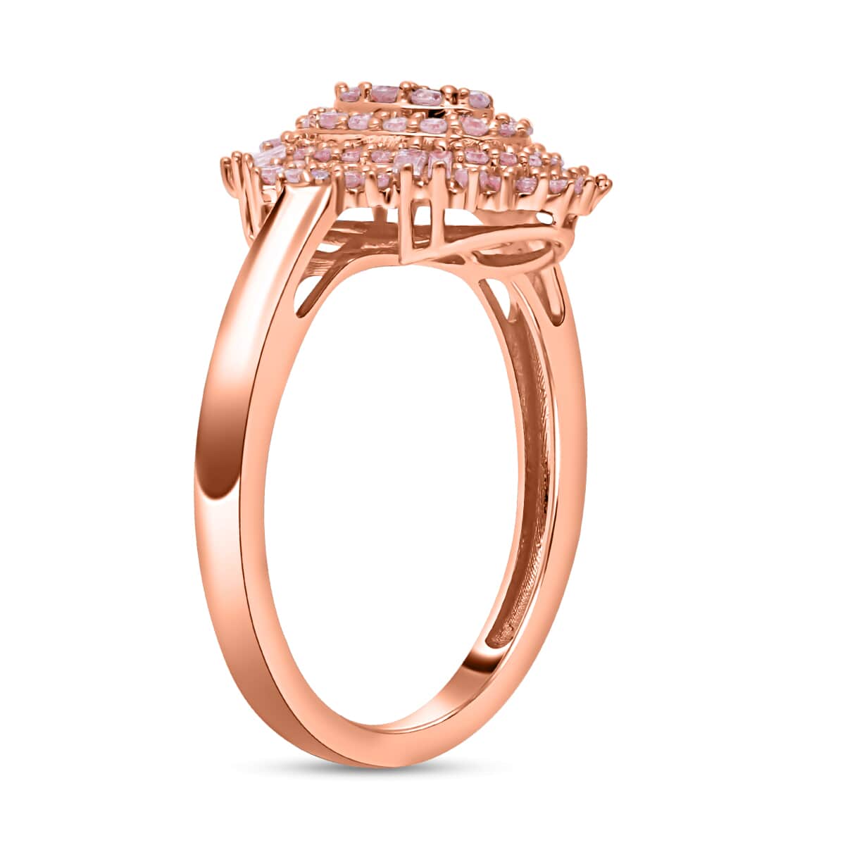 Natural Pink Diamond I3 Cluster Ring in Vermeil Rose Gold Over Sterling Silver 0.50 ctw image number 3