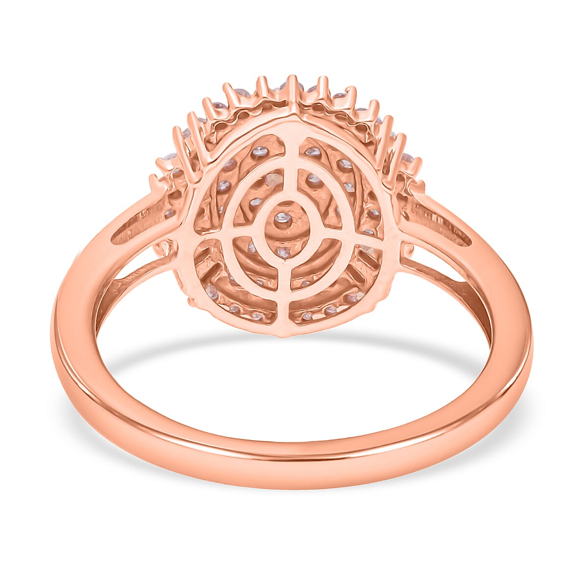 Natural Pink Diamond I3 Cluster Ring in Vermeil Rose Gold Over Sterling Silver (Size 6.0) 0.50 ctw