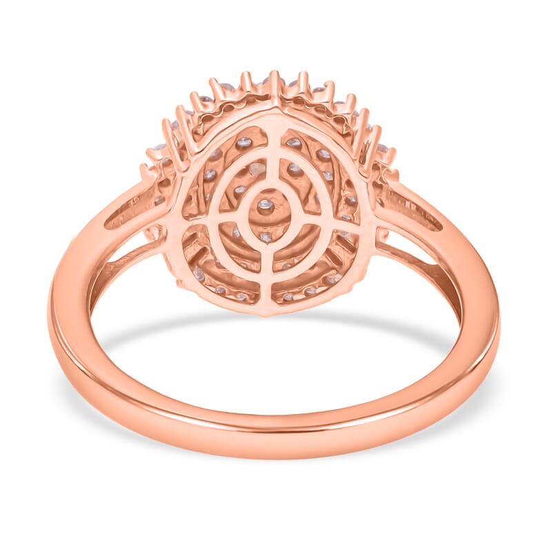 Natural Pink Diamond I3 Cluster Ring in Vermeil Rose Gold Over Sterling Silver (Size 6.0) 0.50 ctw