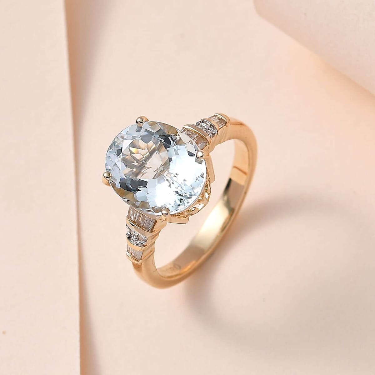 Luxoro 10K Yellow Gold Premium Mangoro Aquamarine and Diamond Ring 3.10 ctw (Del. in 5-7 Days) image number 1