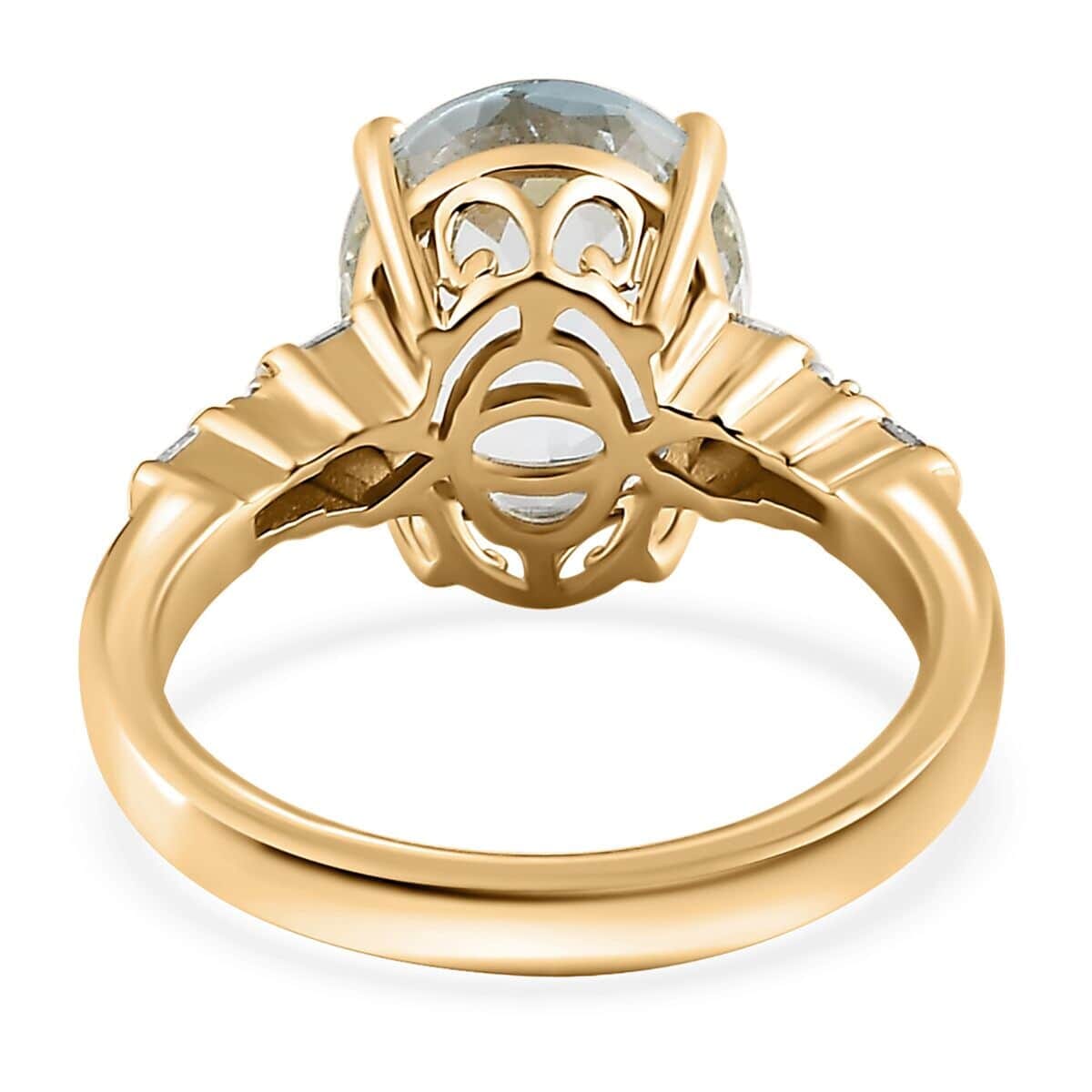 Luxoro 10K Yellow Gold Premium Mangoro Aquamarine and Diamond Ring 3.10 ctw (Del. in 5-7 Days) image number 4