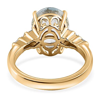 Luxoro 10K Yellow Gold Premium Mangoro Aquamarine and Diamond Ring (Size 10.0) 3.20 ctw