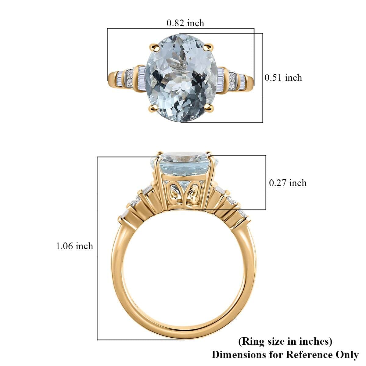 Luxoro 10K Yellow Gold Premium Mangoro Aquamarine and Diamond Ring 3.10 ctw (Del. in 5-7 Days) image number 5