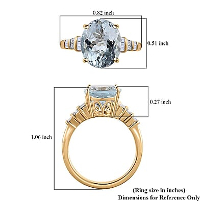 Luxoro 10K Yellow Gold Premium Mangoro Aquamarine and Diamond Ring (Size 10.0) 3.20 ctw