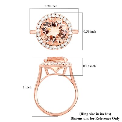 Certified & Appraised Luxoro AAA Marropino Morganite and I2 Diamond 4.65 ctw Halo Ring in  14K Rose Gold (Size 10.0)