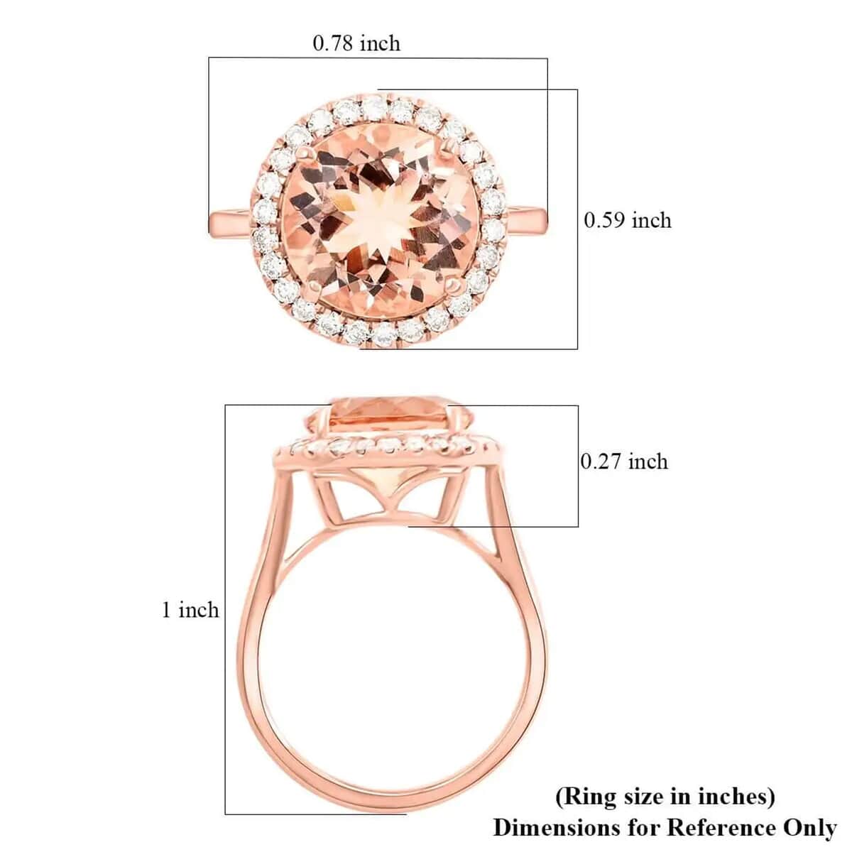 Certified & Appraised Luxoro 14K Rose Gold AAA Marropino Morganite and I2 Diamond Halo Ring (Size 6.0) 4.65 ctw image number 5