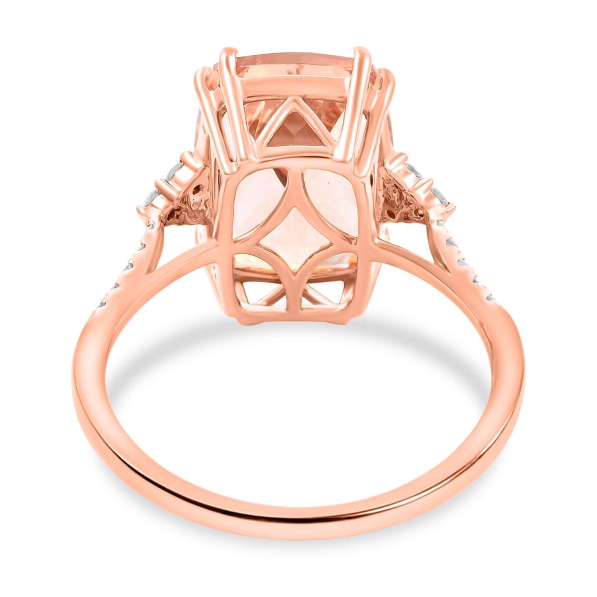 Certified & Appraised Luxoro 14K Rose Gold AAA Marropino Morganite and I2 Diamond Ring 6.70 ctw image number 4