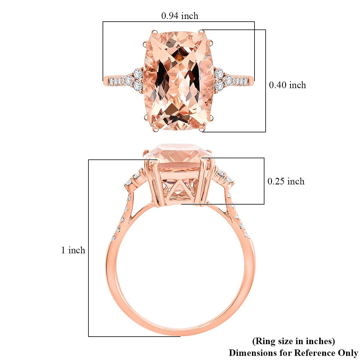 Certified & Appraised Luxoro 14K Rose Gold AAA Marropino Morganite and I2 Diamond Ring (Size 8.0) 6.70 ctw image number 5