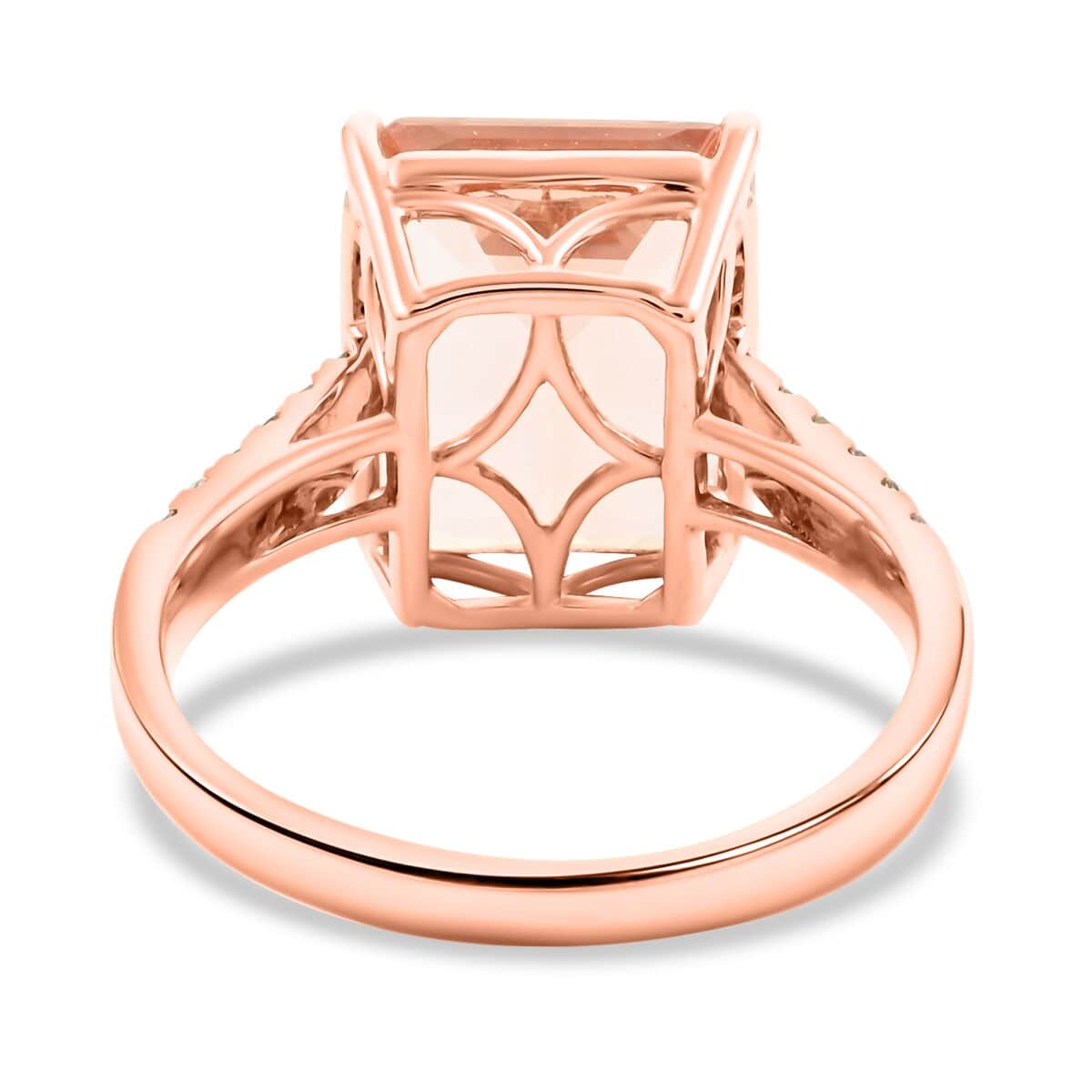 Certified & Appraised Luxoro 14K Rose Gold AAA Marropino Morganite and I2 Diamond Ring (Size 10.0) 6.15 ctw image number 4