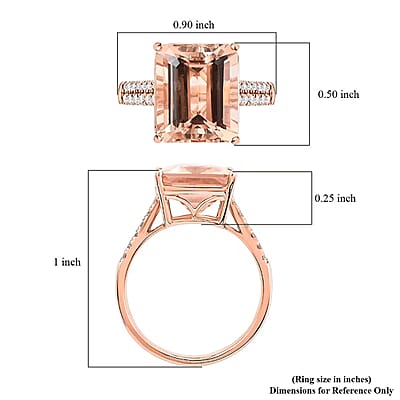 Certified & Appraised Luxoro 14K Rose Gold AAA Marropino Morganite and I2 Diamond Ring (Size 7.0) 6.15 ctw