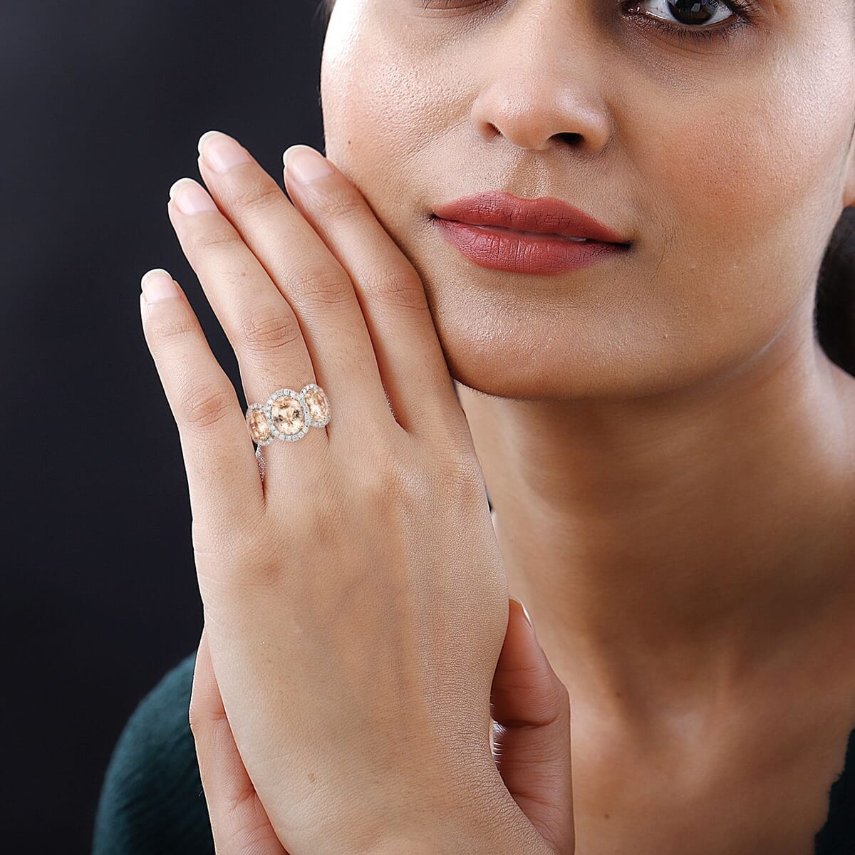Modani 14K Rose Gold Marropino Morganite and G-H I2-I3 Diamond Ring 3.65 ctw (Del. in 10-12 Days) image number 2