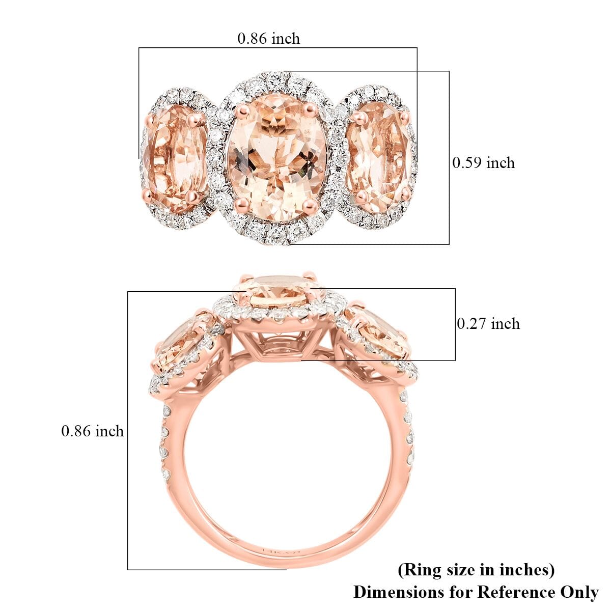 Modani 14K Rose Gold Marropino Morganite and G-H I2-I3 Diamond Ring 3.65 ctw (Del. in 10-12 Days) image number 5