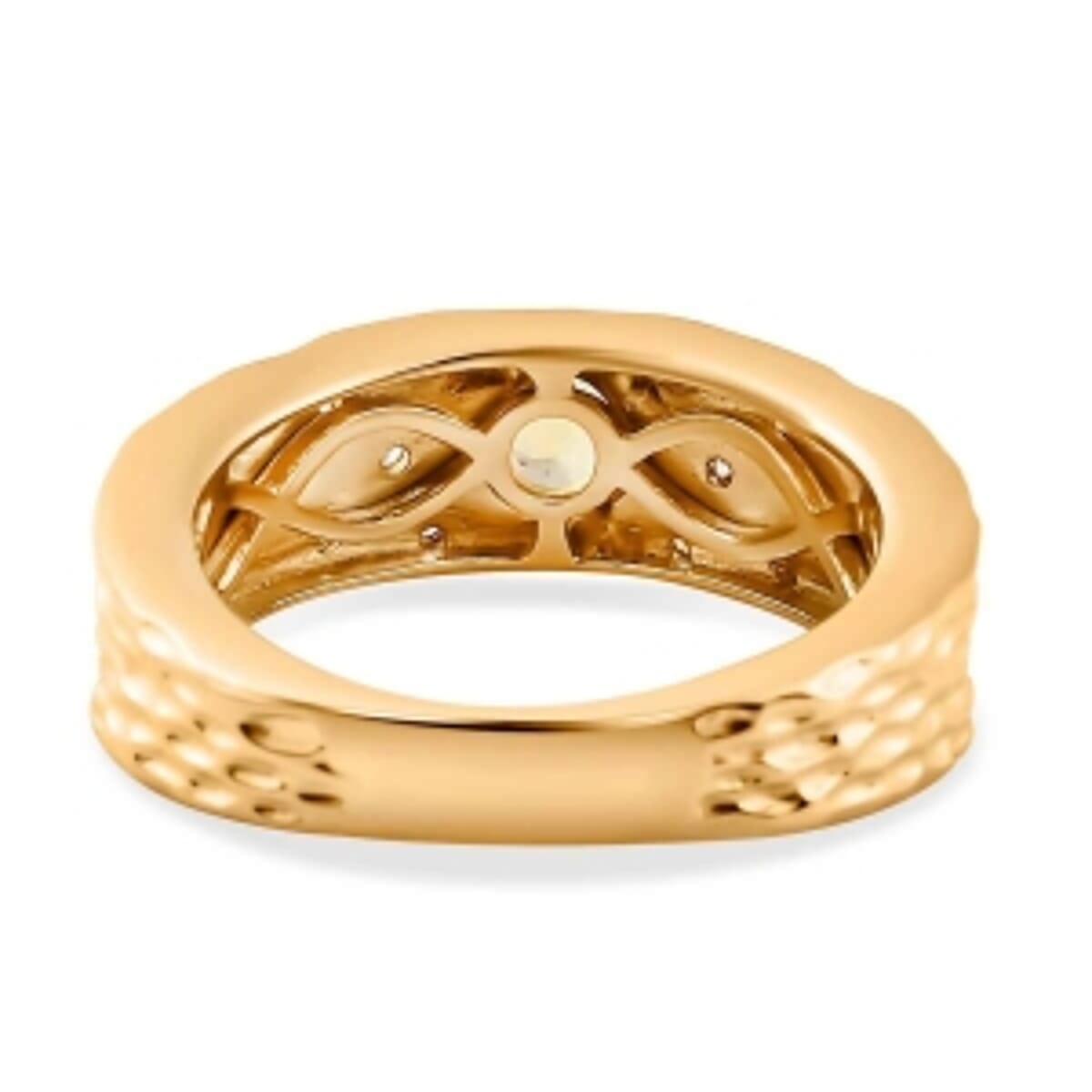 Natural Golden Tanzanite and White Zircon 0.47 ctw Ring in Vermeil Yellow Gold Over Sterling Silver (Size 5.5) image number 5