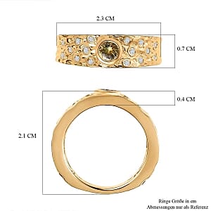 Natural Golden Tanzanite and White Zircon 0.47 ctw Ring in Vermeil Yellow Gold Over Sterling Silver (Size 5.5)