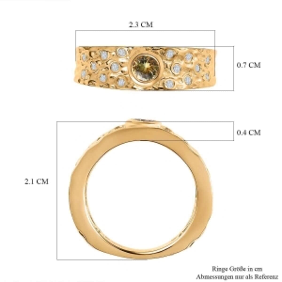 Natural Golden Tanzanite and White Zircon 0.47 ctw Ring in Vermeil Yellow Gold Over Sterling Silver (Size 5.5) image number 6