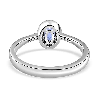 Luxoro 10K White Gold Premium Ceylon Blue Sapphire and G-H I3 Diamond Ring (Size 9.0) 1.15 ctw