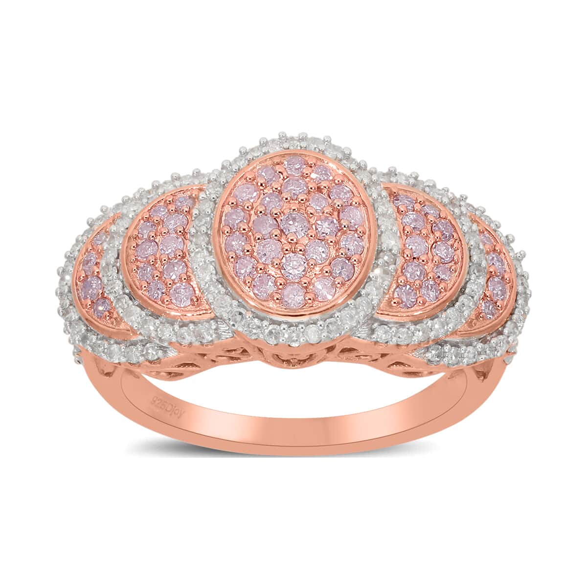 Natural Pink and White Diamond I3 Ring in Vermeil Rose Gold Over Sterling Silver 1.00 ctw image number 0