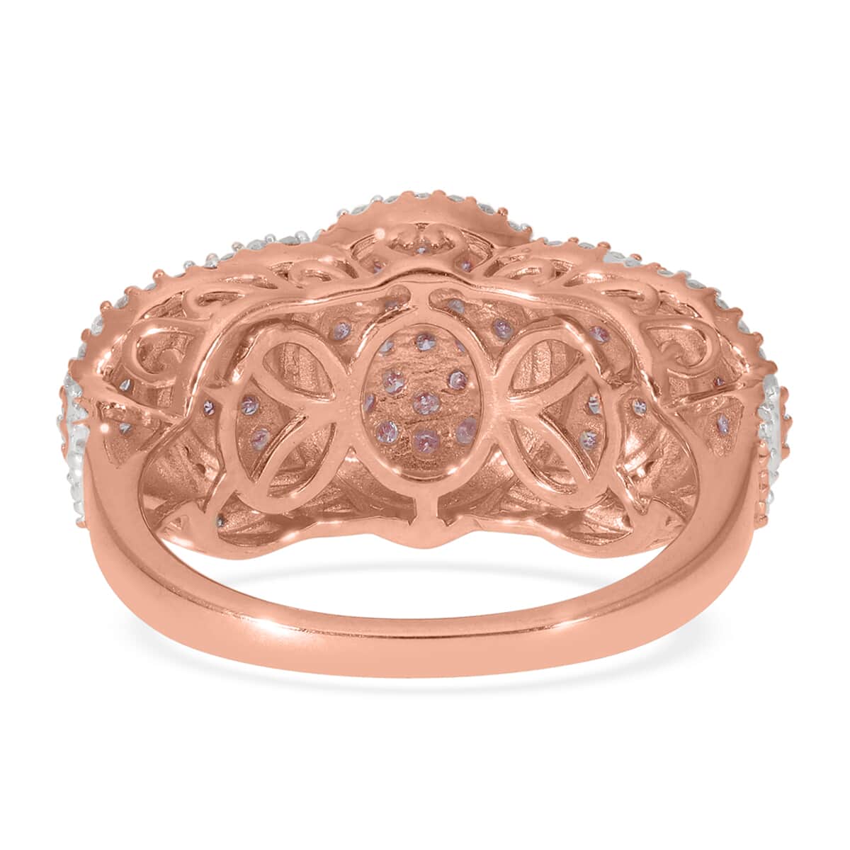 Natural Pink and White Diamond I3 Ring in Vermeil Rose Gold Over Sterling Silver 1.00 ctw image number 3