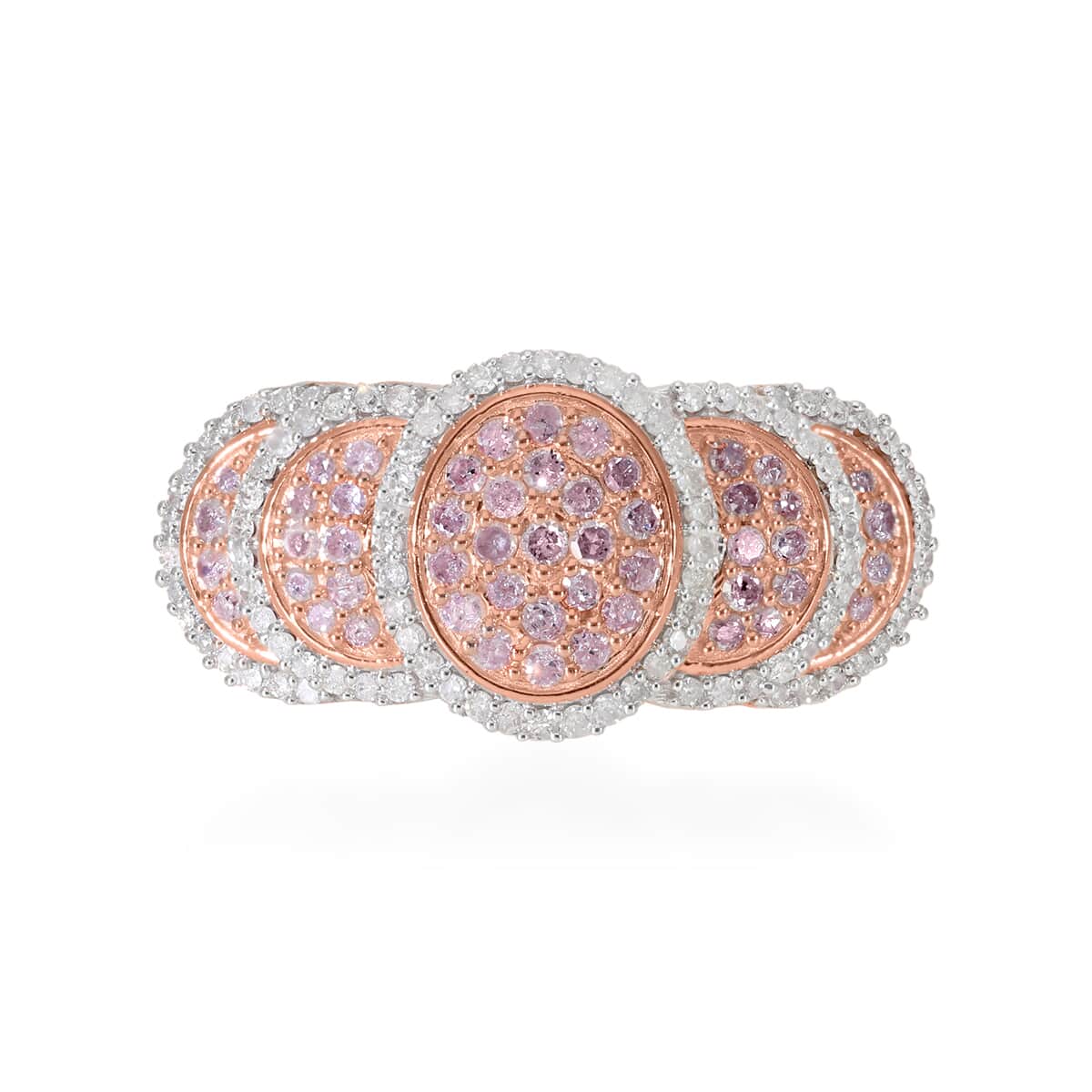 Natural Pink and White Diamond I3 Ring in Vermeil Rose Gold Over Sterling Silver 1.00 ctw image number 4