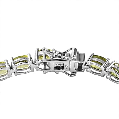 Peridot Tennis Bracelet in Platinum Over Sterling Silver (8.00 In) 19.50 ctw