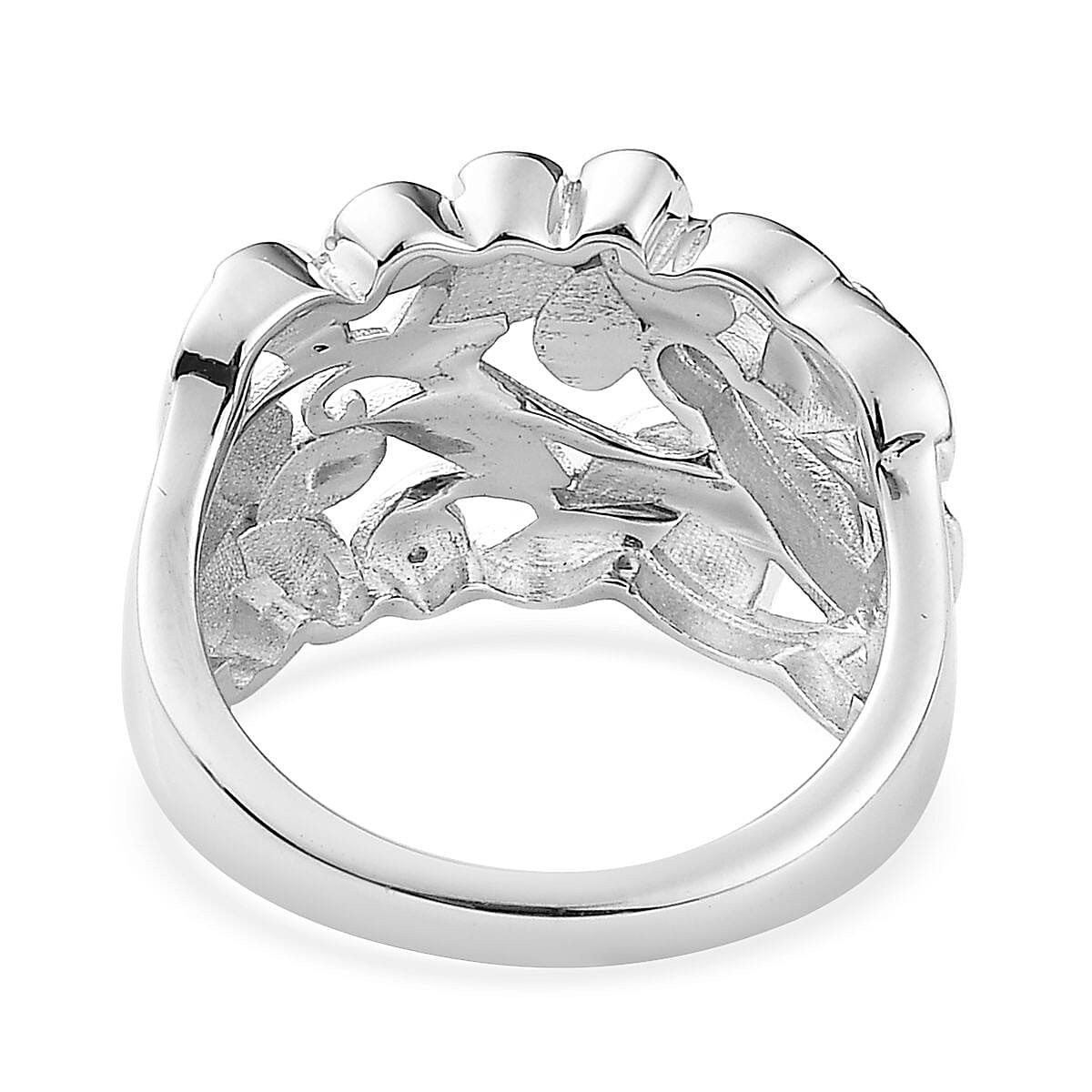 Karis White Diamond Accent Bee and Floral Ring in Platinum Bond (Size 10.0) image number 4