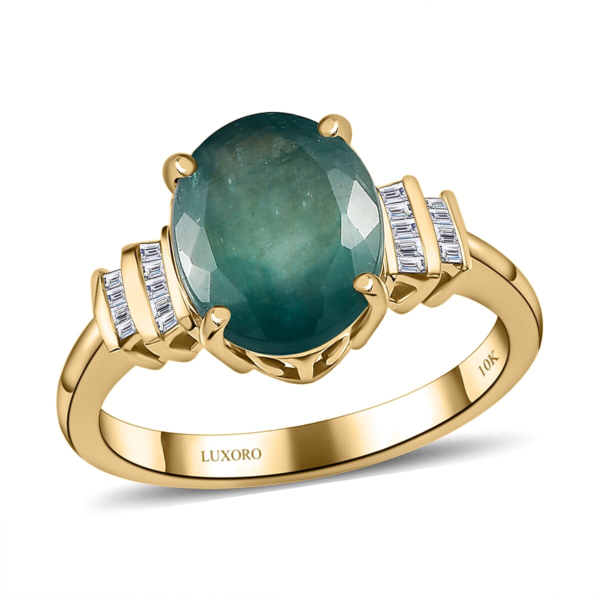 Luxoro 10K Yellow Gold Premium Grandidierite and Diamond Ring 5.40 ctw (Del. in 7-10 Days) image number 0