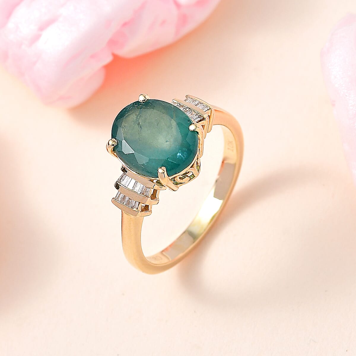 Luxoro 10K Yellow Gold Premium Grandidierite and Diamond Ring 5.40 ctw (Del. in 7-10 Days) image number 1