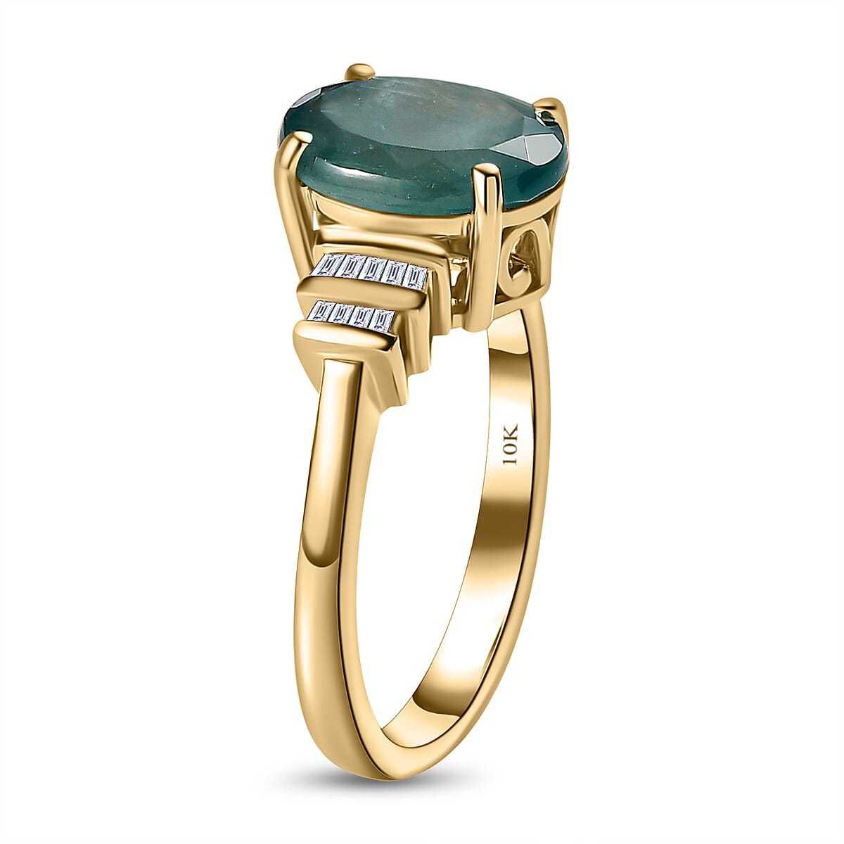 Luxoro 10K Yellow Gold Premium Grandidierite and Diamond Ring 5.40 ctw (Del. in 7-10 Days) image number 3