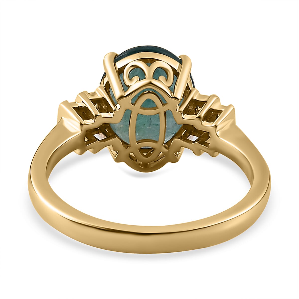 Luxoro 10K Yellow Gold Premium Grandidierite and Diamond Ring 5.40 ctw (Del. in 7-10 Days) image number 4