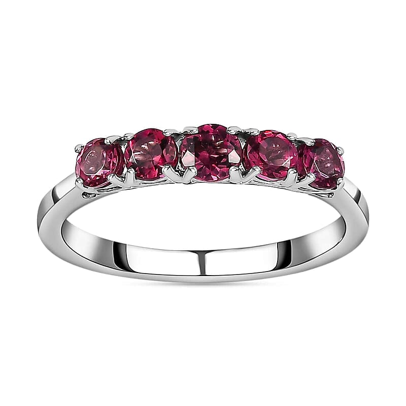 Rhapsody 950 Platinum AAAA Ouro Fino Rubellite 5 Stone Ring (Size 9.0) 5 Grams 0.90 ctw