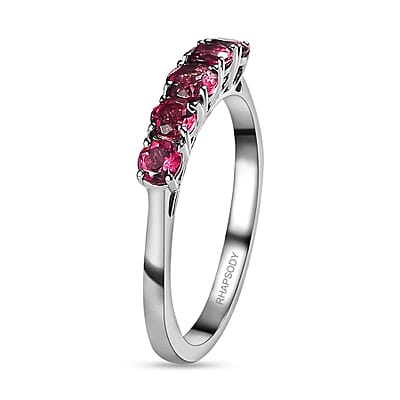 Rhapsody 950 Platinum AAAA Ouro Fino Rubellite 5 Stone Ring (Size 9.0) 5 Grams 0.90 ctw